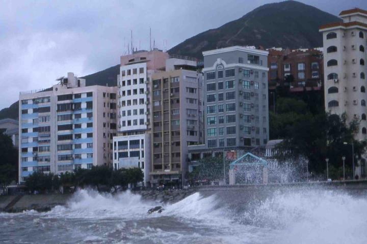 Typhoon Imbudo batters Stanley Village on Hong Kong Island. 