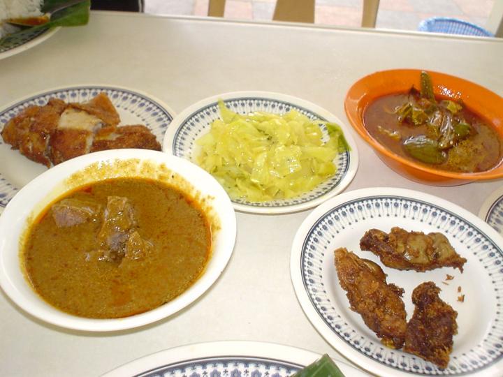Some of the regular fare in a nasi kandar meal