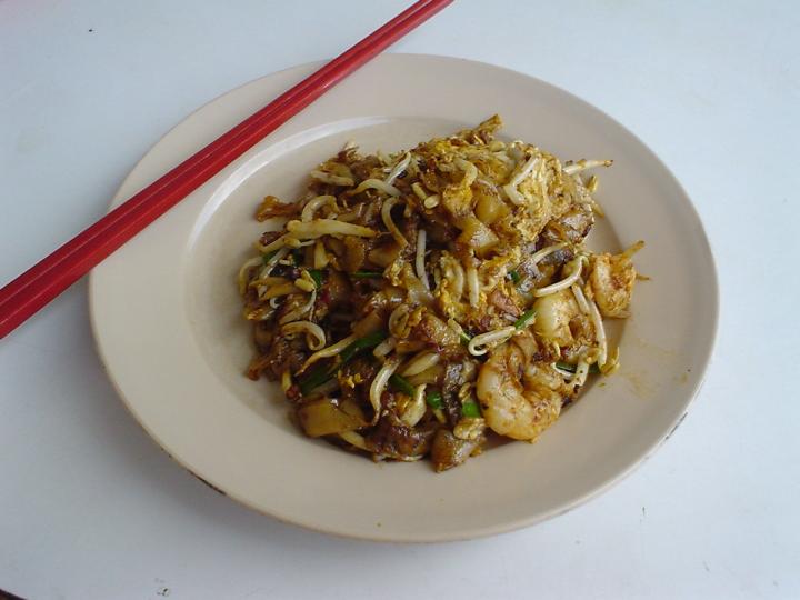 A plate of Char Kuey Teow (fried flat noodles)