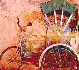 A trishaw in Chinatown, Melaka, Malaysia.