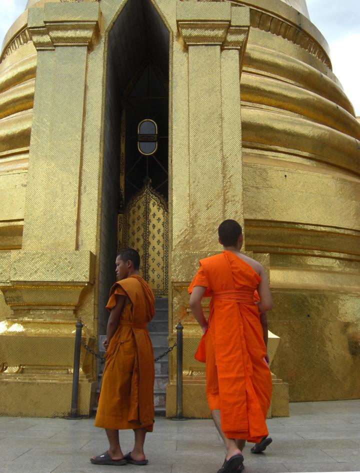 Saffron-robed monks of the Grand Palace, Bangkok