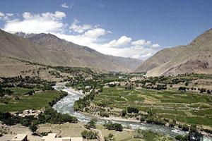 The Panjshir river winding through the valley of the same name in Afghanistan, some 170 kms from the capital Kabul.