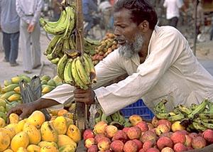 Fruit seller on the roadside, Nepalganj, Nepal.