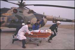 Medical escorts at work.