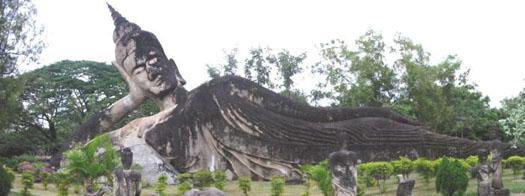 The reclining Buddha in the Lao park, the longest statue in either park.