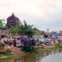 The Dau Pagoda, in Thuan Thanh, Ha Bac province, Vietnam, is situated along the river Dau. The market outside the pagoda is especially busy on festival days.