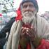 A blind man begs for money in New Delhi