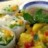 Rice Paper Summer Rolls with Pineapple Dipping Sauce and Tropical Fruit Relish