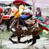 A Tibetan horseman in Tsara township, 70 km from Tibet's capital Lhasa.