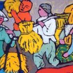 Scene from the Countryside by Thanh Hai, detail, gouache on paper.