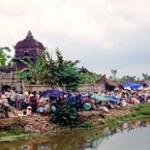 The Dau Pagoda, in Thuan Thanh, Ha Bac province, Vietnam, is situated along the river Dau. The market outside the pagoda is especially busy on festival days.