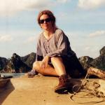 Taking a break on the Kenh Ga River, near Ninh Binh, Vietnam
