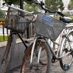 Bicycles on the streets of Shanghai, China.