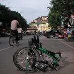 A parking "Tikit" (Bike Friday bicycle) at Central Market. This mustard dome shape structure was built in 1937.