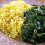 Mongolian Garlic Rice with Braised Kale
