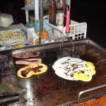 Cook the meat/sausage on the side; egg in the middle...