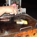 Now, wrap the whole thing up with the egg, pop it in a bun and your burger is ready