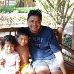 Family outside our bamboo cabana