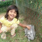 My daughter Kancana Preetika playing with the rabbit