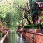 A quiet canal in Lijiang Old Town. Lijiang, Yunnan, China.