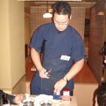 The waiter preparing the sake. Fugu restaurant, Shimbashi