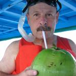 We bought coconut juice to enjoy after our snorkeling adventure. 