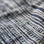 Indigo batik on hemp. Simple batik designs enhance hemp's distinctive rough texture. 