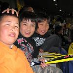 Young fans at a ball game in Osaka. 