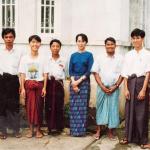 Iqbal in his younger days, standing to Daw Aung San Suu Kyi's immediate left