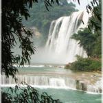 View on the Huangguoshu waterfall from a distance (Guizhou province)