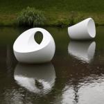 Floating Sculpture Sapporo by Marta Pan.  Sapporo Art Park displays the works of 65 artists, including pieces by modern Japanese sculptors and works from Sapporo's sister cities. Strolling through the woods you encounter these sculptures among the trees in the open air.