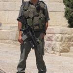 Armed soldier on the Mount of Olives in Jerusalem