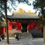 There is a 3 doors wide architecture with single eave and saddle roof, sitting on a 2-meter-high platform.