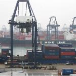 The container port is a busy place