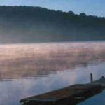 Bedugul, Bali (Indonesia) Morning mists over Lake Bratan