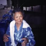 An old lady takes the sands at the famous Ibusuki hot-sands baths