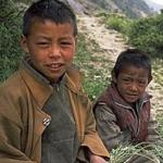 Two Thakuri children on their way to school, near Muchu, Nepal.
