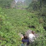 One of the Ang Coc valleys, Rosie and Sally on the langur lookout.