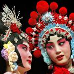 Dong Yuan Yuan (L) and Li Hong Yan (R) prepare to rehearse with the Mei Lanfang Peking Opera Company at the Sydney Opera House, 05 February 2003. Following recent sell-out tours to Europe and the USA, the company of over 40 extraordinary artists from Beijing will perform in Australia for the first time ever during it's 80 year history presenting three shows only at the Sydney Opera House.