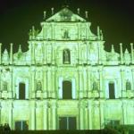 Macau: Ruins of St. Paul's Cathedral by night.