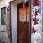 Door of abandoned home in ghost village, Sai Kung, Hong Kong.