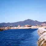 Shrimp farms and in the distance - my room for the night.