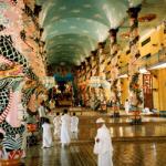 Inside the Cao Dai temple, central nave. A time for prayer.