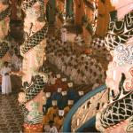 Cao Dai temple. Looking down on worshippers, noon service.