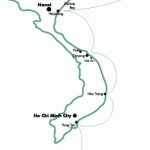 Map showing stops along the Vietnam coast aboard the Ocean Pearl.