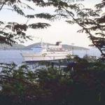 The Ocean Pearl docked in Nha Trang and seen here from the Cau Da Villas. Many Asian cruises now include at least one stop in Vietnam.