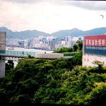 The Museum of Coastal Defense sits atop an overgrown ridge. The elevator shaft on the left carries museum-goers from the parking area to the museum itself.