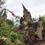 (A more colorful shot of) The reclining Buddha in the Lao park, the longest statue in either park.
