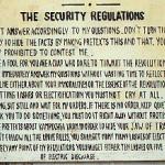 Phnom Penh, Cambodia: Hanging outside Building A is a sign containing, in both Khmer and awkward English, the chilling "Security Regulations" for S-21 prisoners. These were posted in every cell.
