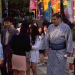 The Tokyo district of Rygoku is home of one of Japan's most famous Sumo wrestling facilities. Sumo wrestlers train very strenuously for their six annual basho tournaments, and must consume up to 10,000 calories a day to achieve and maintain their enormous stature. When they're not in training however, they can be seen strolling the city sidewalks wearing blue and white cotton robes called yukata.